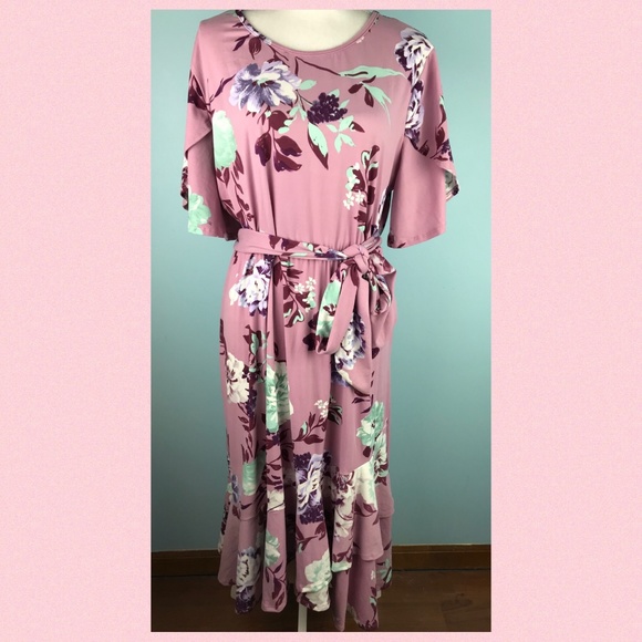 Reborn J Dresses & Skirts - Reborn J Womens 1X NWT Pink Floral Maxi Dress